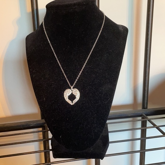 Silver Angel Wings Open Heart Necklace - Picture 6 of 13